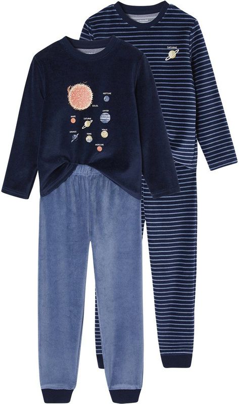 Vertbaudet Set van 2 ""ruimte"" fluwelen pyjama's voor jongens