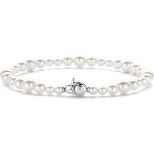 TI SENTO Dames Armband - 925 zilver - Wit parel - Maat S - 23074PW