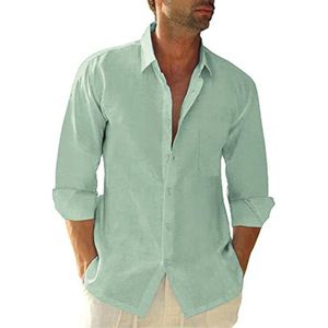 Casual Linnen Overhemd voor Heren met Lange Mouwen en Knoopsluiting