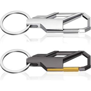 2 stuks afneembare karabijnhaak van staal - sleutelhanger van zinklegering - cadeau voor mannen en vrouwen - verjaardag Vaderdag - zilver en grijs .