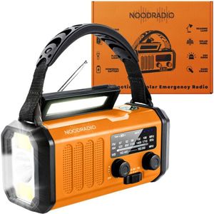 NoodRadio® Multifunctionele Noodradio - Solar Opwindbaar 10.000mAh - MODEL 2025 - Solar powerbank Zonneenergie - Survival Noodpakket - Zaklamp Oplaadbaar - Noodpakket – Noodrantsoen - Oranje - NL HANDLEIDING