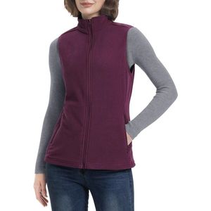 Dames Fleece Vest met Opstaande Kraag - Lichtgewicht Outdoor Top met Rits en Zakjes