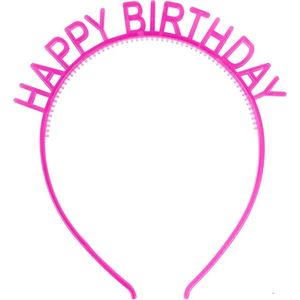 Happy birthday diadeem roze - happy birthday haarband - verjaardag diadeem - feest