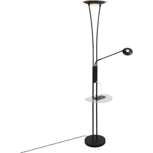 QAZQA sevilla - Moderne Dimbare LED Vloerlamp | Staande Lamp met Dimmer met leeslamp - 1 lichts - H 180 cm - Zwart - Woonkamer | Slaapkamer