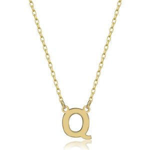 Letter Q Initial Gold Plated Ketting Zilver (925 sterling) Trendy Minimalistisch Combi Bedel Goudkleurig Dames Meisje | Cadeau Voor Vrouw