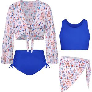 Meisjesbadpak Vierdelige Set - Bikiniset met Tankini