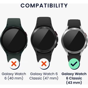 kwmobile Beschermende Ring geschikt voor Samsung Galaxy Watch 6 Classic 43mm Fitness Tracker - Bezel Ring voor smartwatch - Beschermring voor smartwatch in zwart / zilver.