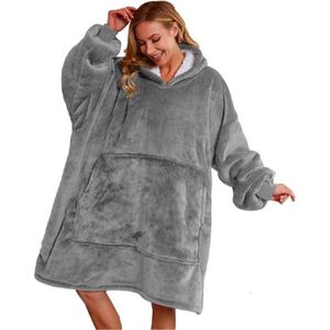 Hoodie Deken Grijs Premium - Deken Met Mouwen - Hoodie Blanket - Fleece Deken Met Mouwen - Deken Met Mouwen Voor Volwassenen