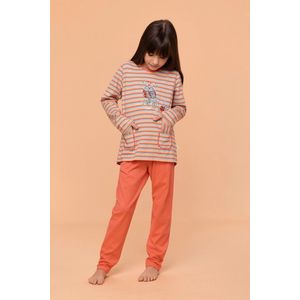 Woody pyjama meisjes/dames - multicolor gestreept - lieveheersbeestje - 251-10-PLG-S/904 - maat 128