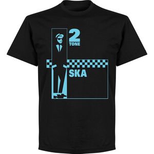 2 Tone Ska T-Shirt - Zwart/Blauw - S