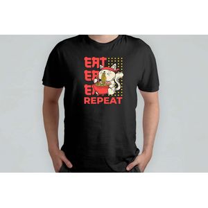 Eat Repeat - T Shirt - Japanese - Anime - Vibes - KawaiiCulture - MangaMagic - OtakuWorld - SakuraSeason - Japanse - KawaiiCultuur - OtakuWereld - SamuraiGeest