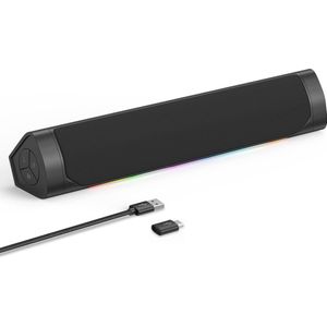 Bluetooth Gaming Luidspreker met 3D Surround Stereo en LED Lampjes - USB Computer Soundbar voor Desktop, Laptop en Smartphones