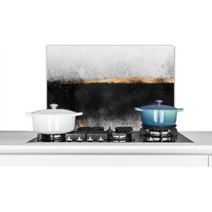 Spatscherm keuken - Marmer print - Goud - Design - Luxe - Zwart - Spatwand - Keuken - Keuken achterwand - 60x40 cm - Spatscherm