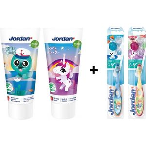 Jordan Tandpasta – Junior - 6-12 jaar & Jordan Tandenborstels – Step 2 - 3-5 jaar