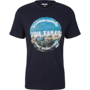 TOM TAILOR washed t-shirt with print Heren T-shirt - Maat XXL
