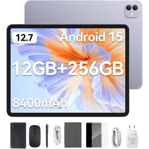 Blackview LINK 8 Tablet - Octa Core G100 Tablet - 12.7 Inch - 36 GB RAM + 256 GB ROM - Android 15 Tablet - Met Toetsenbord(QWERTY), Beschermhoes, Muis, Stylus - 8400 mAh - 90 Hz 2K FHD Scherm - Widevine L1 - 5G WiFi - Gezichtsherkenning - Paars