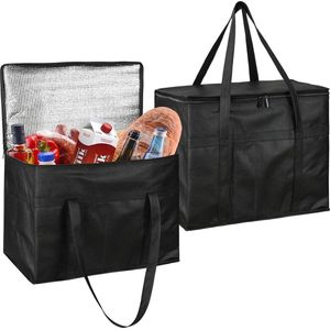 30 liter geïsoleerde picknickkoeltassen, 2 herbruikbare boodschappentassen, opvouwbare koelboxen met deksel, geïsoleerde opbergzak voor picknick, strand, levering, winkelen