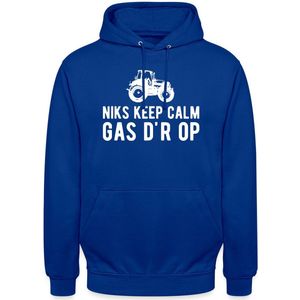 Niks Keep Calm Gas D'r Op Tractor Hoodie Unisex