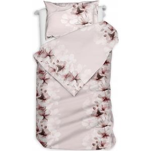 Flanellen Dekbedovertrek 140x200cm + 70x80cm - 100% Katoen - Roze Bloemendessin