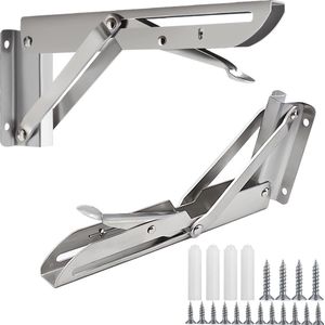 Inovra ® Professionele Opvouwbare Console van 300 mm voor Zware Belastingen, Set van 2, Roestvrij Staal