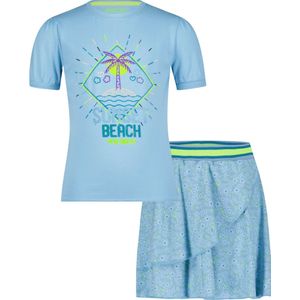 4President Meisjes set: Shirt en rok Beach Licht blauw maat 110