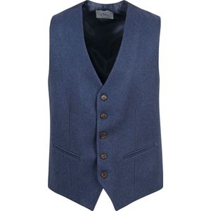 Suitable Gilet Tweed Mid Blauw - Maat 50 - Heren