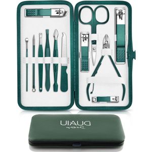 12-Delige Nagelknipper Manicureset - Professionele Roestvrijstalen Pedicurekit Voor Mannen en Vrouwen Met Reisetui