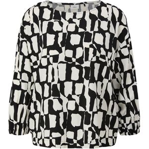 S.Oliver BLACK LABEL Blousetop met Grafische Print Ecru/Zwart