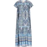 usha - Midi-jurk - Viscose - Gedrukt - Korte Mouwen - V-hals