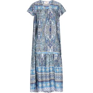 usha - Midi-jurk - Viscose - Gedrukt - Korte Mouwen - V-hals