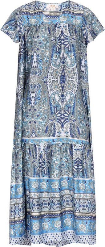 usha - Midi-jurk - Viscose - Gedrukt - Korte Mouwen - V-hals