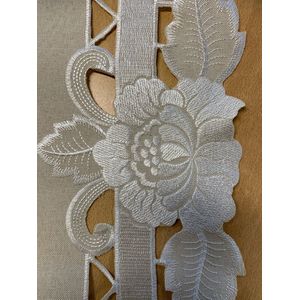Tafelkleed - Linnenlook - Creme met bloem - Vierkant 110 x 110 cm