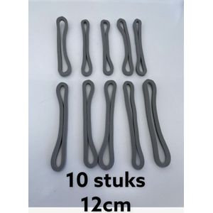 10x tent elastiek-12cm-Grijs-Kampeertent-Voortent-Tent-Boogtent-Koepeltent-Luifel-Tentelastiek.