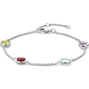 Armband dames - Zilveren armband - zilveren armband dames - armband zilver - armband met kleurstenen 17 - 18,5 - 20 cm