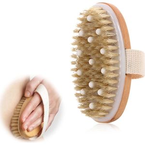 Badborstel - Lichaamsborstel - Natuurlijke haren - Massageborstel - Doucheborstel - Exfoliërende borstel - Saunaborstel - Verbetert de bloedsomloop - Lymfefunctie - Verwijdert dode huidcellen
