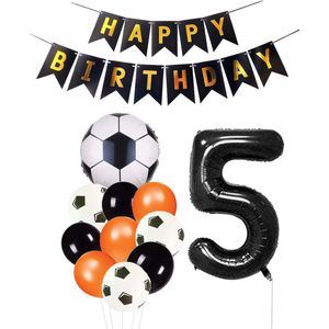 Cijfer Ballon 5 | Snoes Champions Voetbal Plus - Ballonnen Pakket | Oranje en Zwart