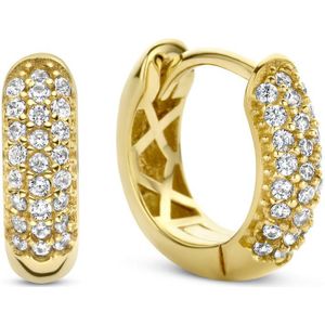 New Bling 9NBG-0552 Gouden Oorringen met Zirkonia Steentjes - 14x3,9mm - 14 Karaat - Goud