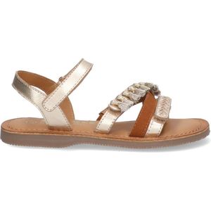 Braqeez 424018-594 Meisjes Sandalen - Goud/Cognac - Leer - Klittenband