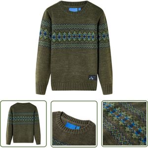 vidaXL Meisjestrui - Kindertruien - Kindertrui gebreid 104 kakikleurig - Jongenstrui - Katoenen Trui - Groene Trui