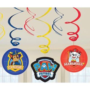 12x Hangdecoratie/rotorspiralen in Paw Patrol thema - Thema feest decoratie voor kinderfeestje of verjaardag