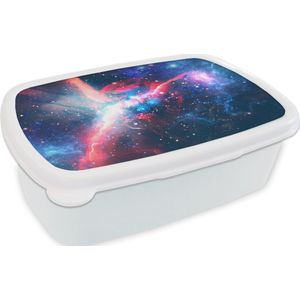 Broodtrommel Wit - Lunchbox - Brooddoos - Ruimte - Licht - Blauw - 18x12x6 cm - Volwassenen