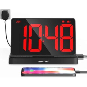 Grote Digitale RGB Wekker met USB-oplader - 6,5 inch Display met Kleurverandering en Dubbel Alarm