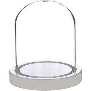 Ideas 4 Seasons Decoratie stolp - glas - houten wit plateau - D12 x H13 cm