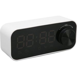 Wekkerradio Bluetooth-luidspreker LED-display Dubbele Wekkers Slaapkamer Klokradio - Digitale Klok met Verschillende Afspeelmodi - 24X56 Inch - Wit