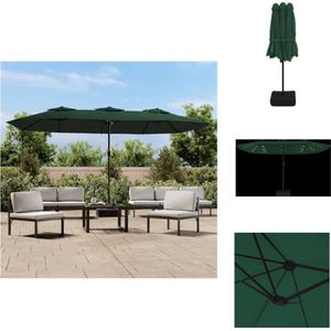 vidaXL Parasol Dubbel Groen/Donkergrijs - 449x265x245 cm - Parasol