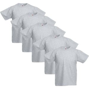 5 Fruit of the Loom Kinder t-shirts origineel grijs maat 128