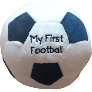 'Mijn Eerste Voetbal' van zachte pluche met rammelaar - 15 cm - NAVY