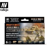 Vallejo val70208 - Model Color - WWII Desert British & German Armour & Infantry Set 6 x 17 ml