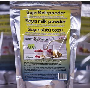 Vegan Soja Melkpoeder 500g lactose vrij is gemaakt van niet genetisch gemodificeerde hele sojabonen. Het bevat GEEN suiker en conserveringsmiddelen (E's)!.