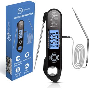 Vleesthermometer - Oventhermometer - BBQ Thermometer - Draadloos - Keukenthermometer - Digitaal - Alarm Functie - Zwart